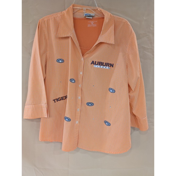 Las Olas Jones New York Sport XL Auburn Tigers Orange Gingham 2-Piece Set - Picture 4 of 7